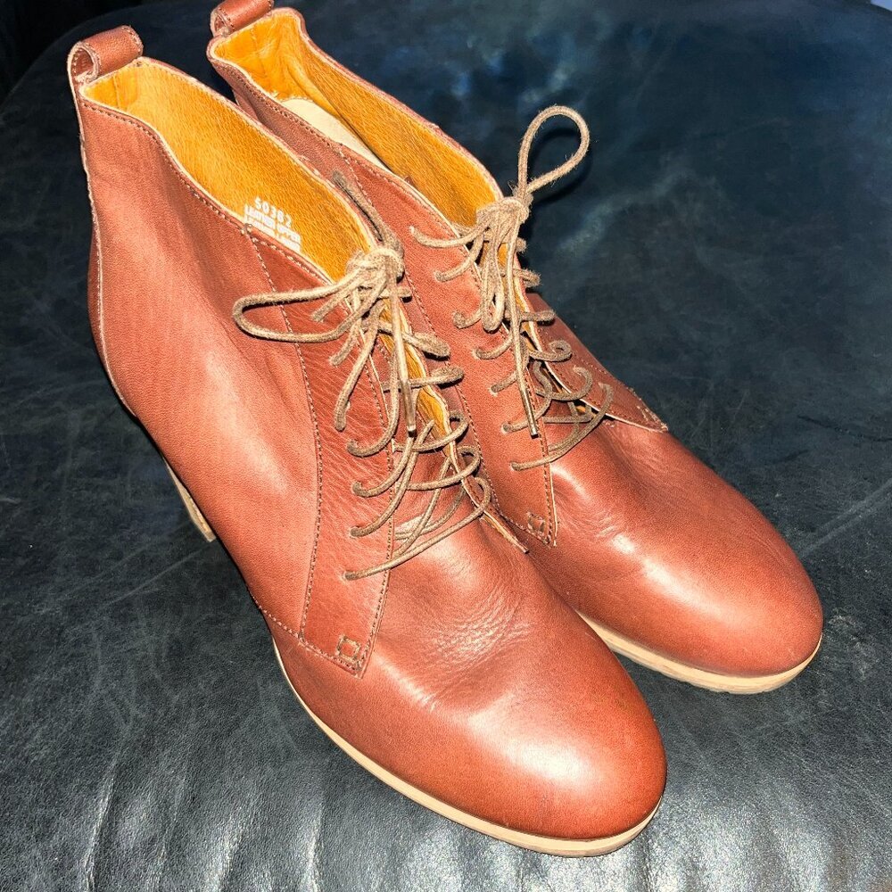 MADEWELL 1937 LACE-UP PRAIRIE BOOT BOOTIES in COGNAC LEATHER - MADE IN ITALY - 9